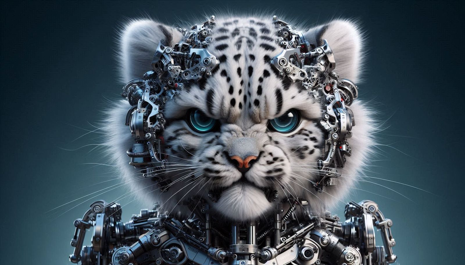 Upset Baby Snow Leopard Cyborg
