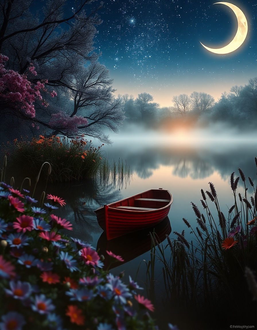 Red Boat durning Night Sky !!