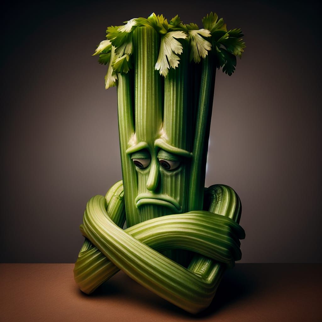 Melancholic Celery Man in Contemplation