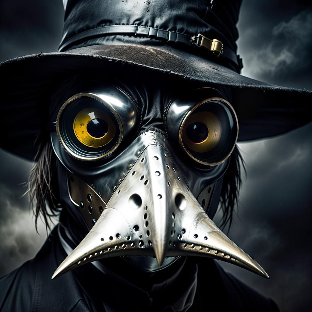 Cyberpunk googly eyes plague doctor AI Generated Artwork NightCafe