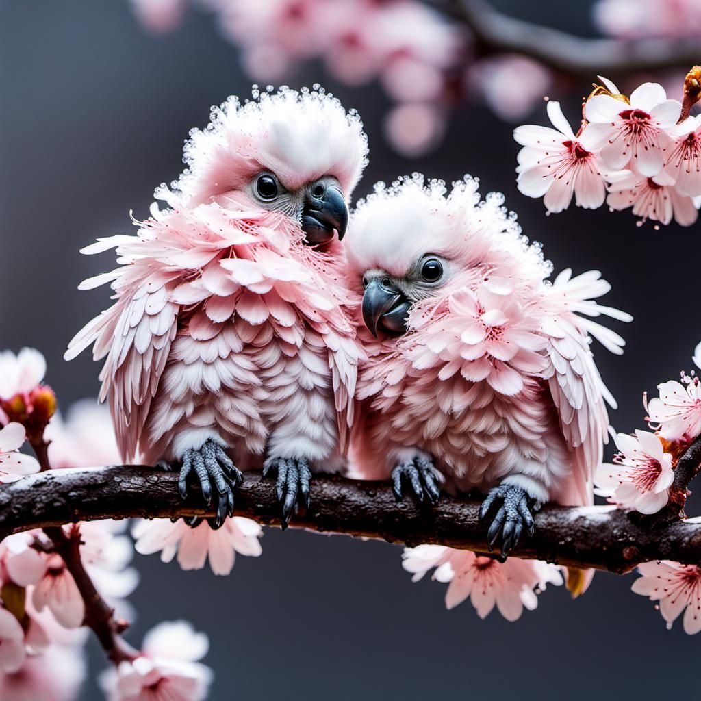 cherry blossom cockatoos  by @Magdalene