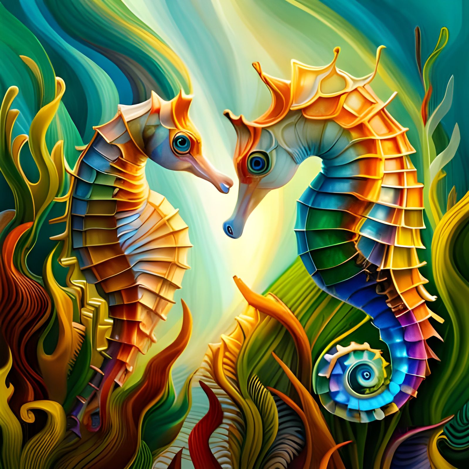 Seahorse couple courtship dance, love is in the ocean  by @Menno