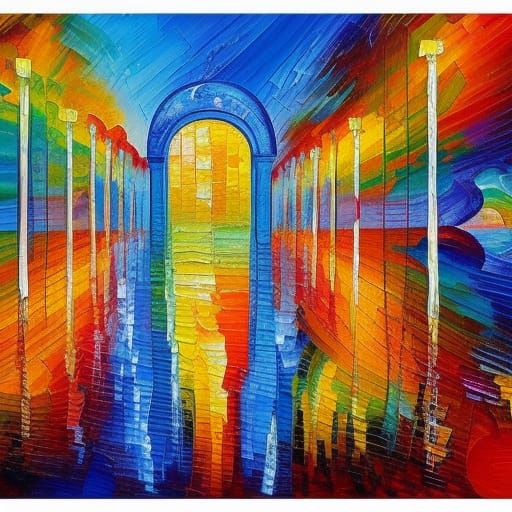 The gates of heaven neo-impressionism expressionist style oi...