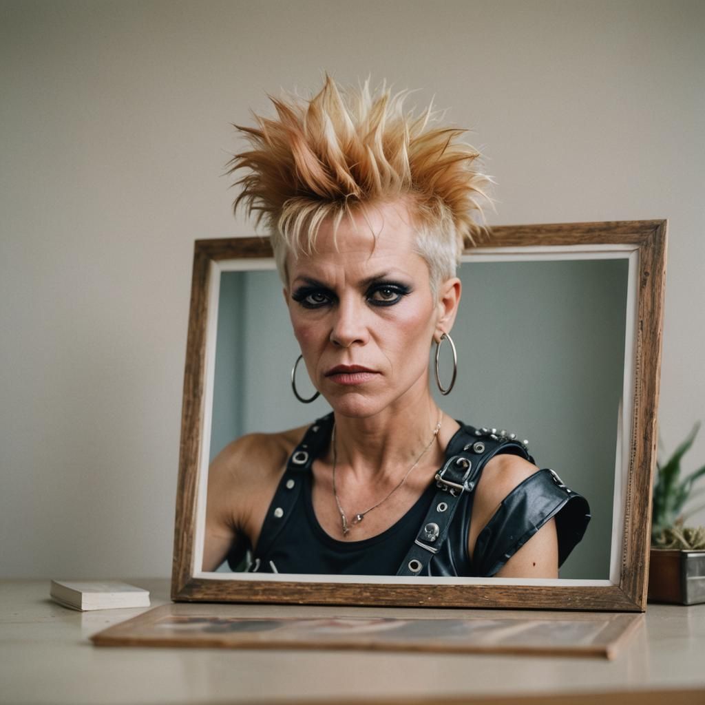 Wendy O. Williams in Neon-Lit Frame - AI Art