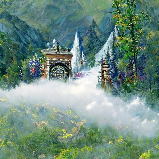 Large gate between mountains AI Generated Artwork NightCafe Creator
