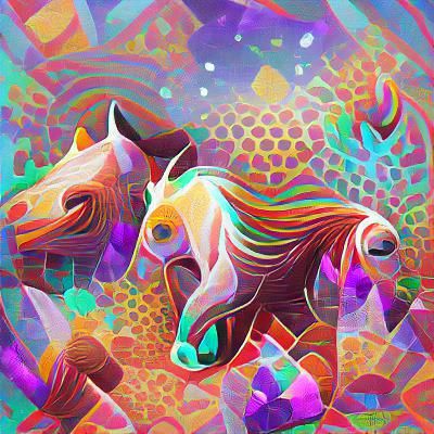 Horses glitter 8k resolution psychedelic geometric digital i...