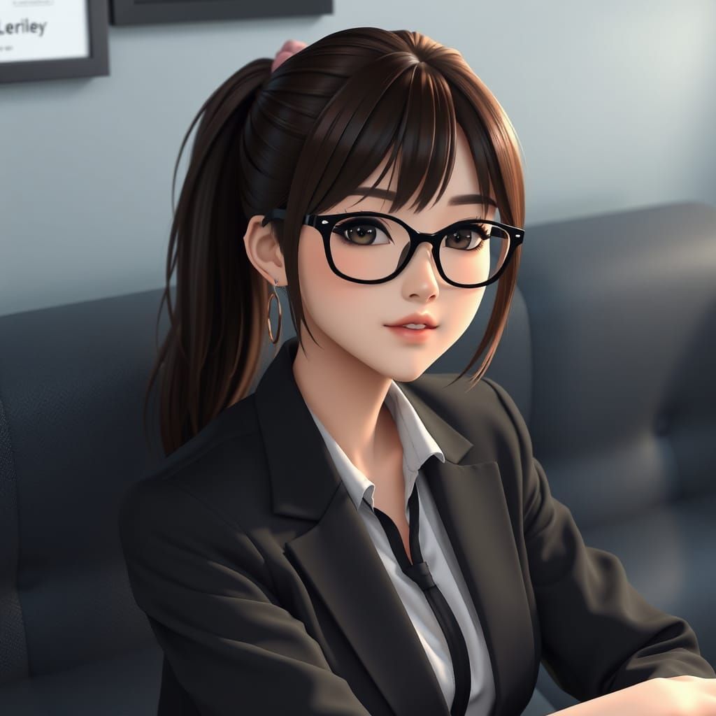 Stern Filipina Idol Manager in Anime Style