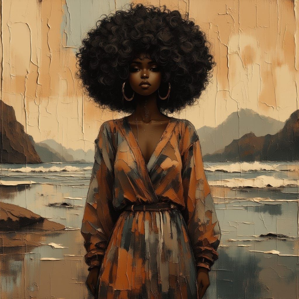 <lora:divineOil:1.0> <lora:Moonchild:1.0> <lora:AFRO BEAUTY:1.0> Afro beauty, Portrait of a strikingly elegantly glamorous beautiful blasian...