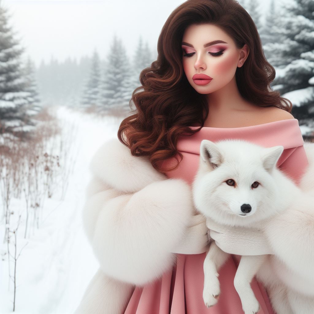 Lady walking pet fox