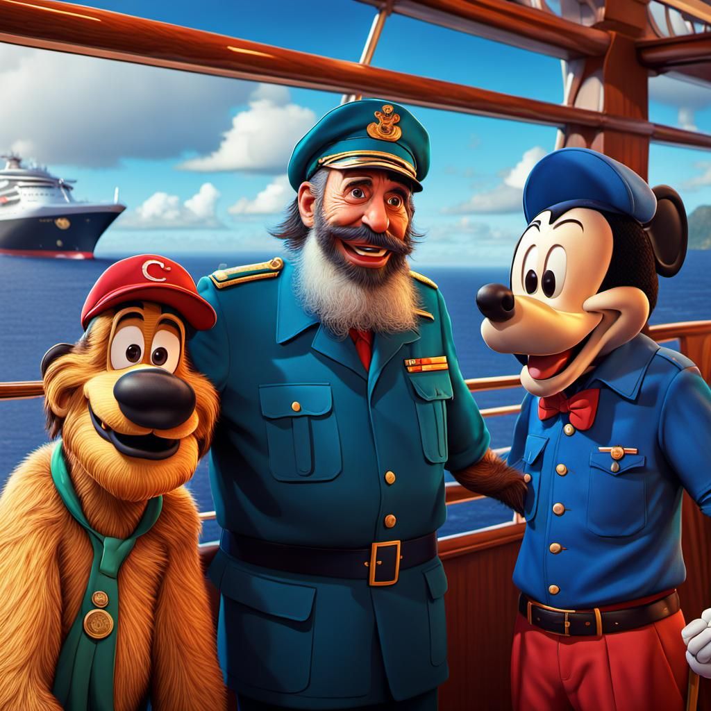 Fidel Castro meeting goofy on a Disney cruise ship