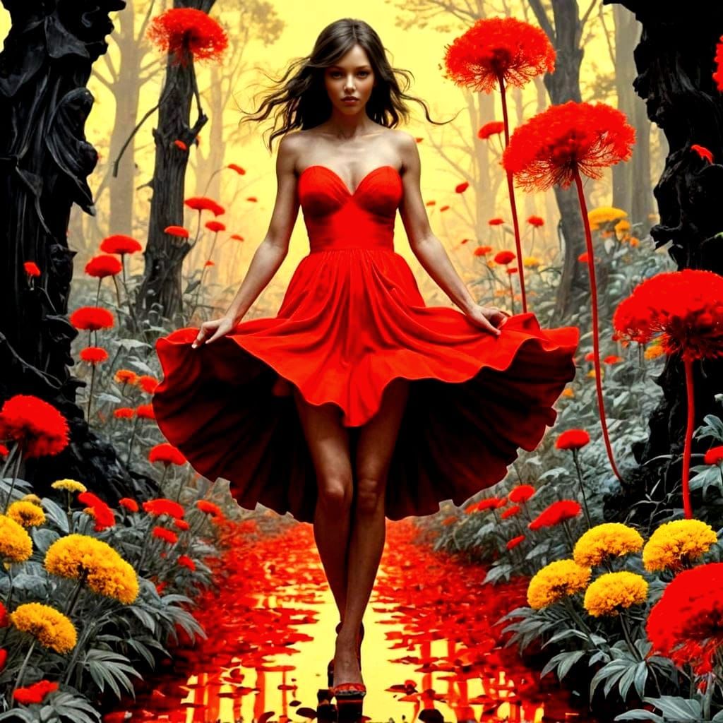 Vibrant Wonderland Line Dancing Dandelions