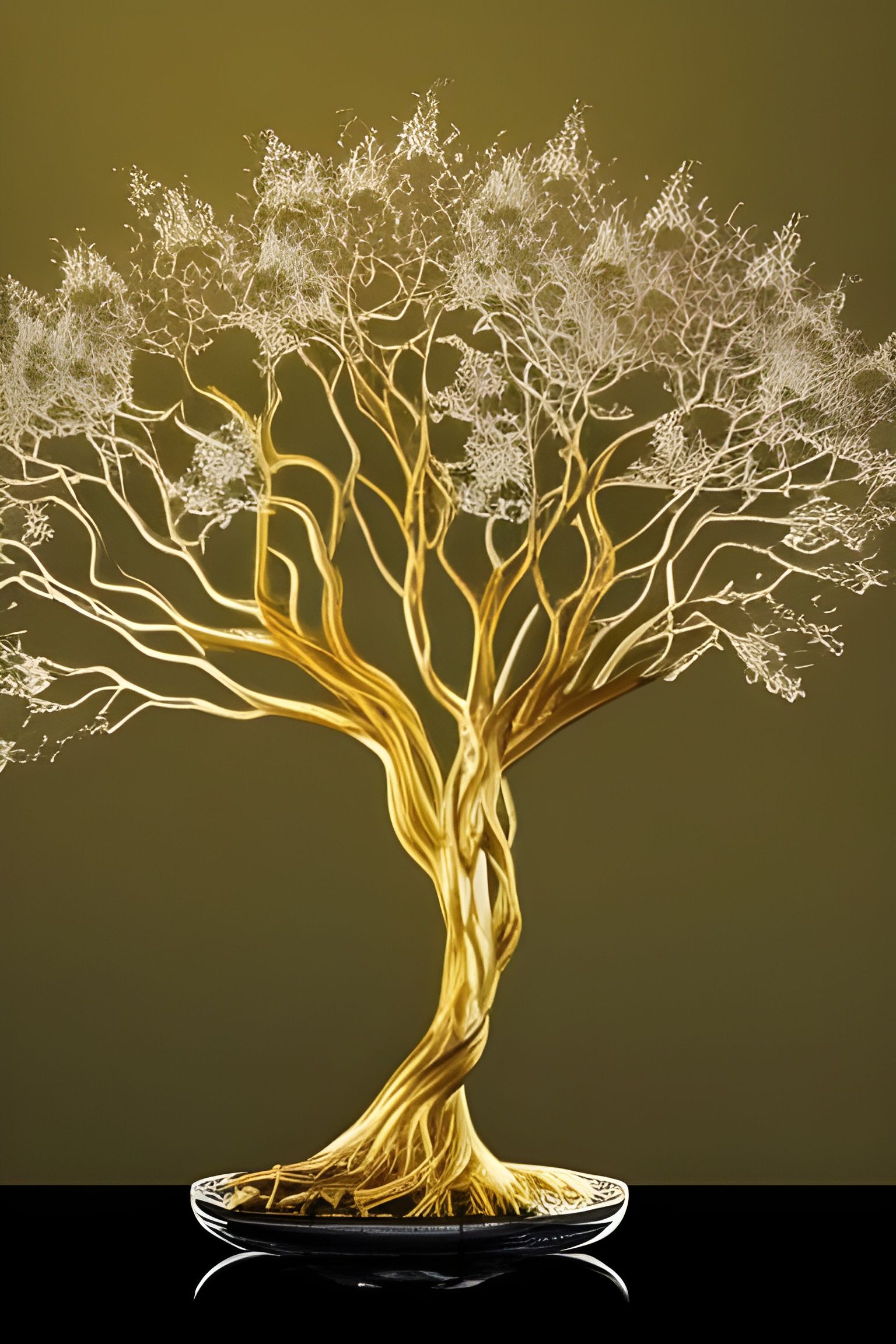 White sapphire and gold bonsai