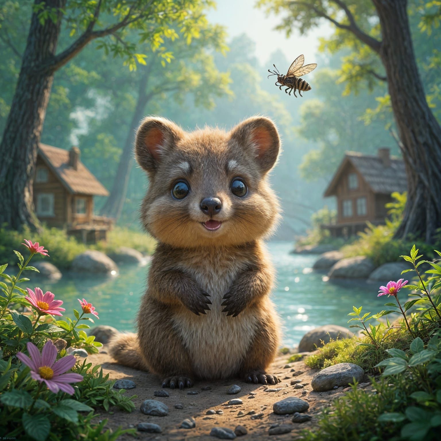 Chibi Quokka Portrait in Enchanted Forest