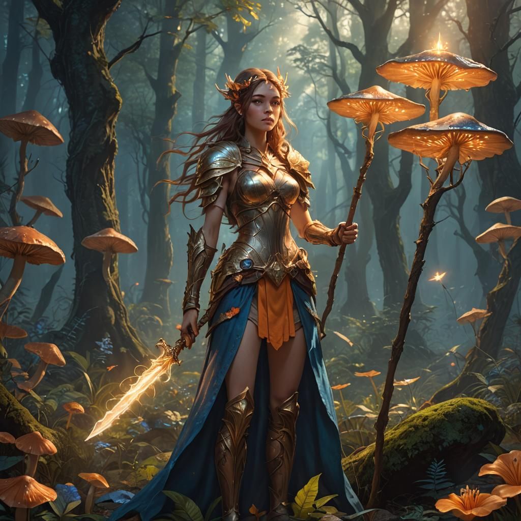 Hero Lily in Mystical Forest: Fantasy Concept Art