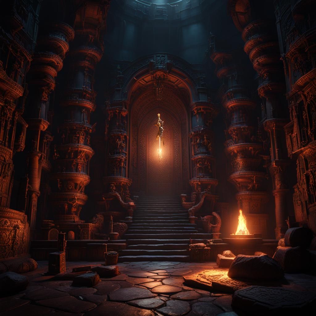 Dark dungeon that is dimly lit