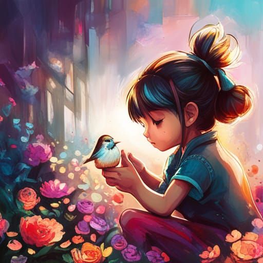 Girl with a bird #1