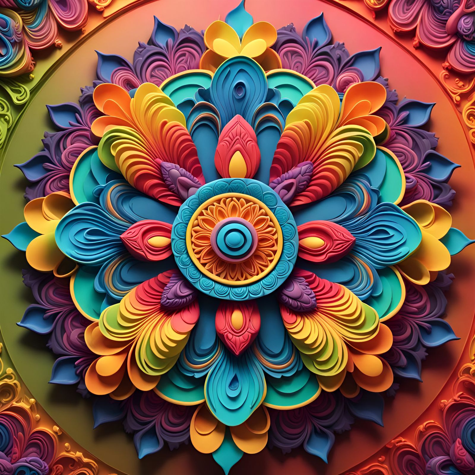 Multicolored mandala, 3d - AI Generated Artwork - NightCafe Creator