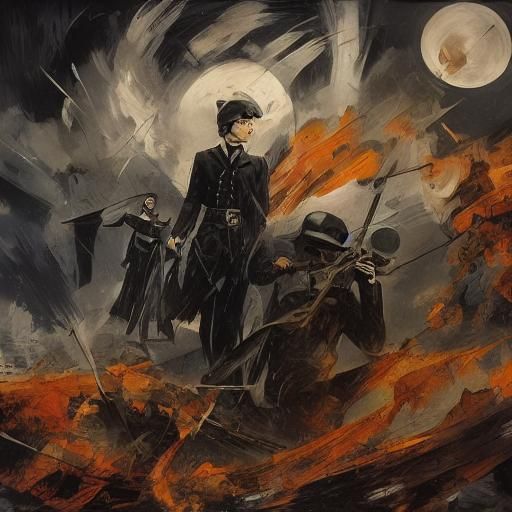 "Doomed Lovers", Ominous, gorgeous, Stygian, dramatic lighting, extremely detailed, painting in the style of Max Oppenheimer <lora:Smudge fo...