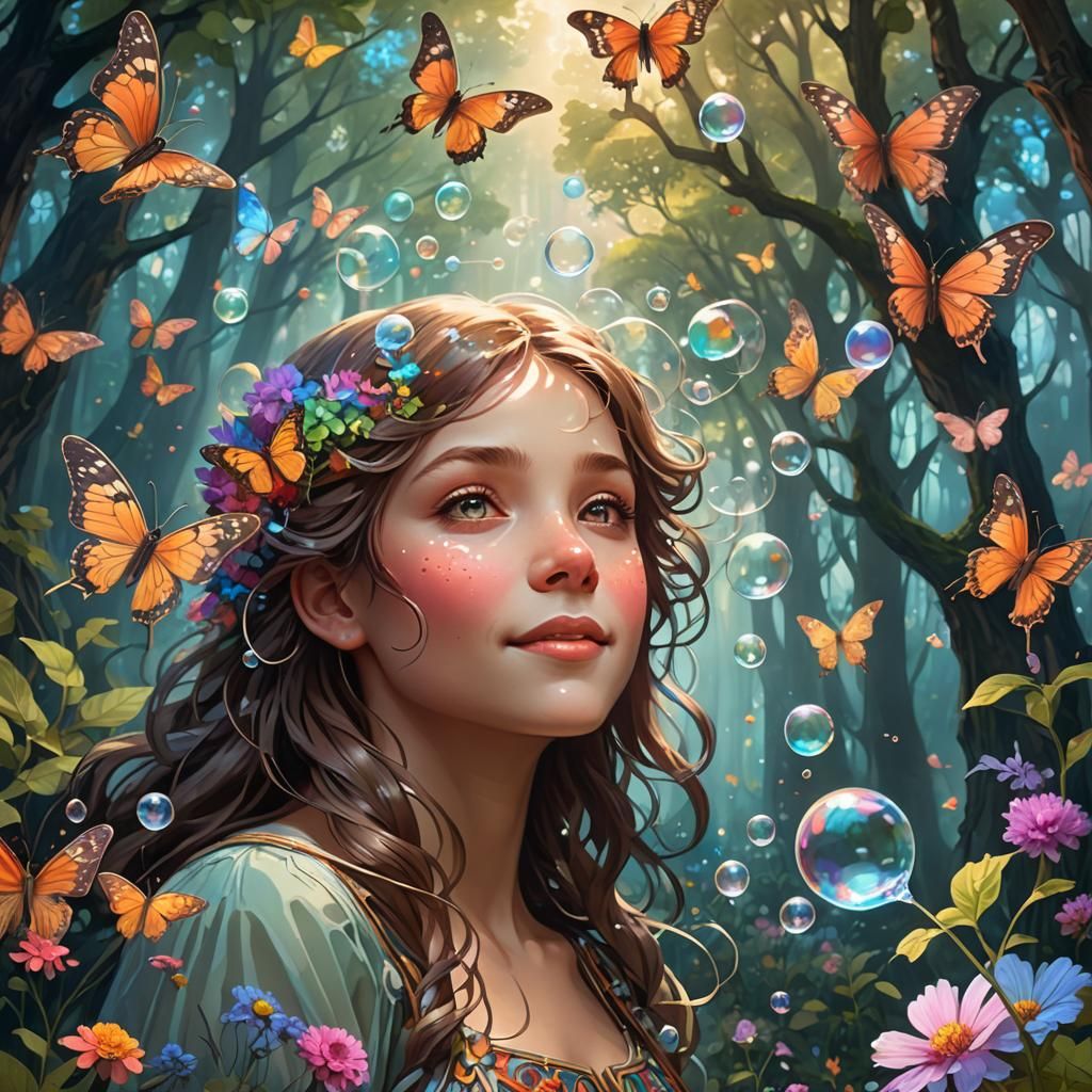 Surreal Fantasy Portrait in Art Nouveau Style