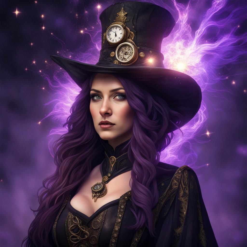 high quality steampunk headshot portrait witch, beautiful, exploding ...