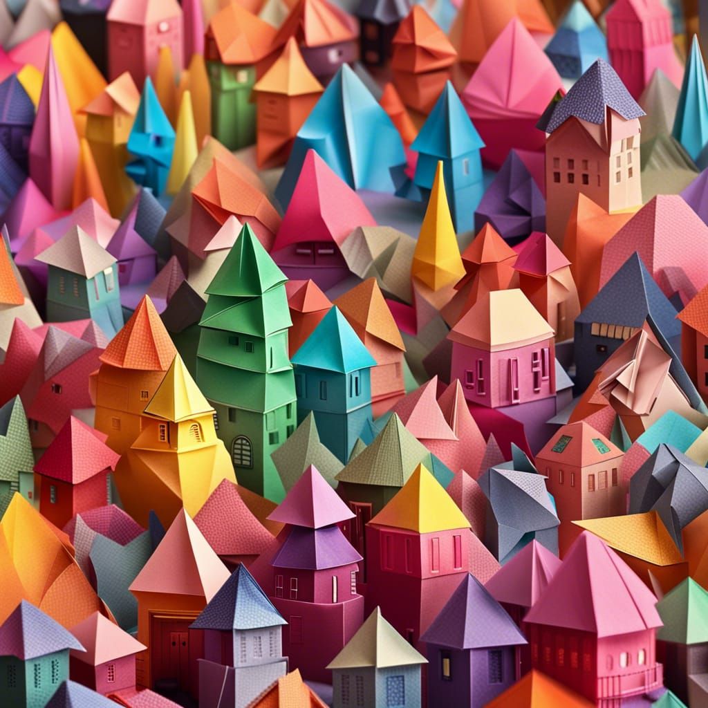 colorful origami city - AI Generated Artwork - NightCafe Creator