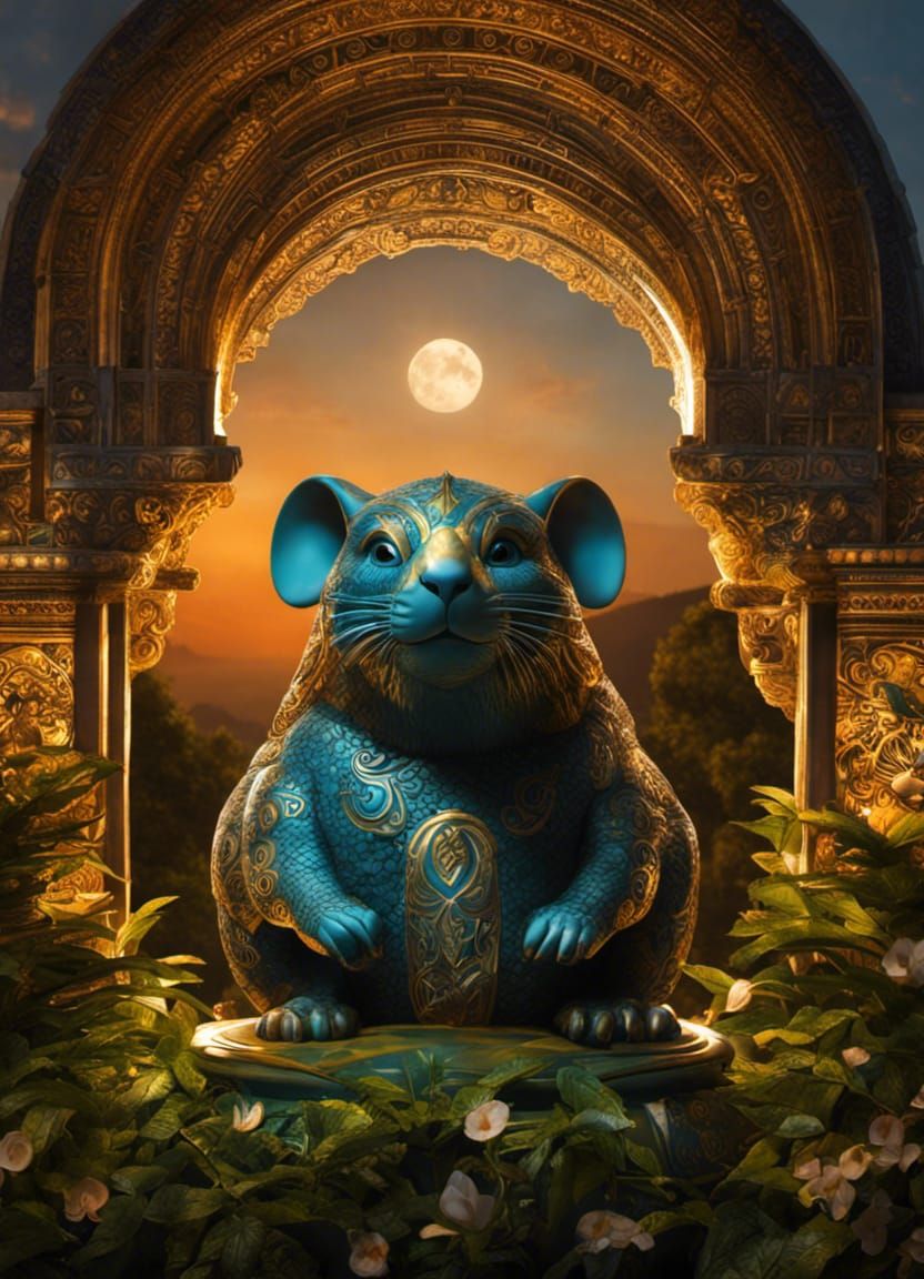 Ratatoskr Figurine in Suit with Symmetrical Designs