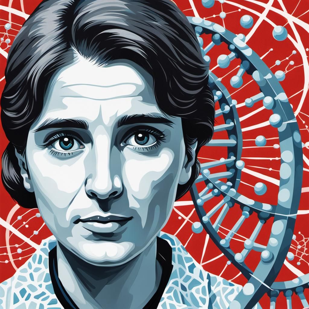 Rosalind Franklin against a background of the DNA helix - AI Generated ...