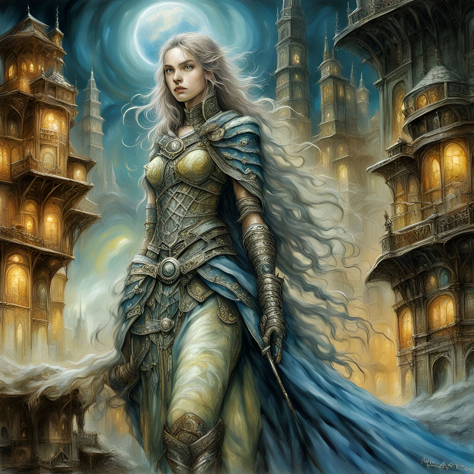 Medieval Warrior Woman, Fantasy Buildings - AI Generated Artwork ...