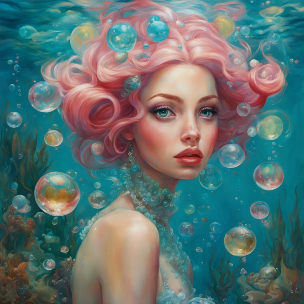 Full Shot Of A Gorgeous Mermaid Princess In An Enchanted Underwater 