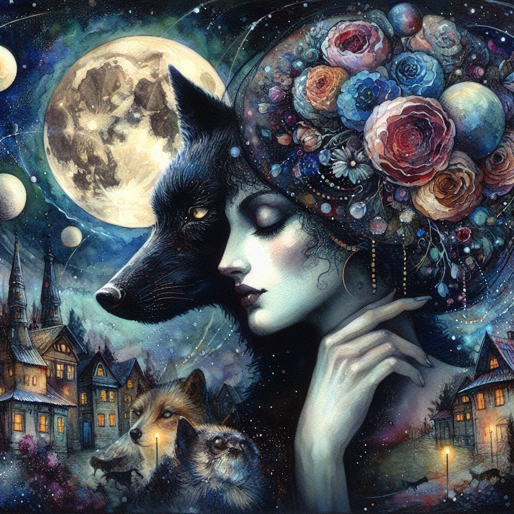 Poème de René Char Lunes et nuit, vous êtes un loup de velours noir, village, sur la veillée de mon amour