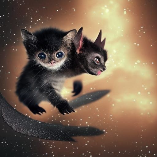 Glitter vampire bat kitten