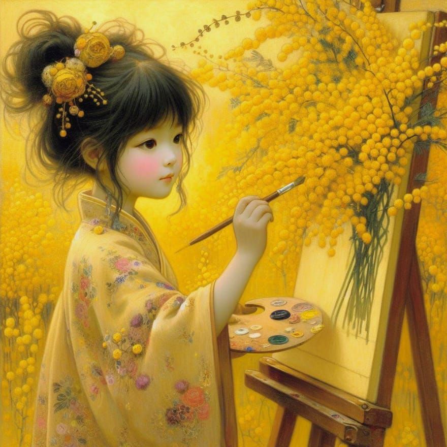 Painting mimosas  by @Oreva