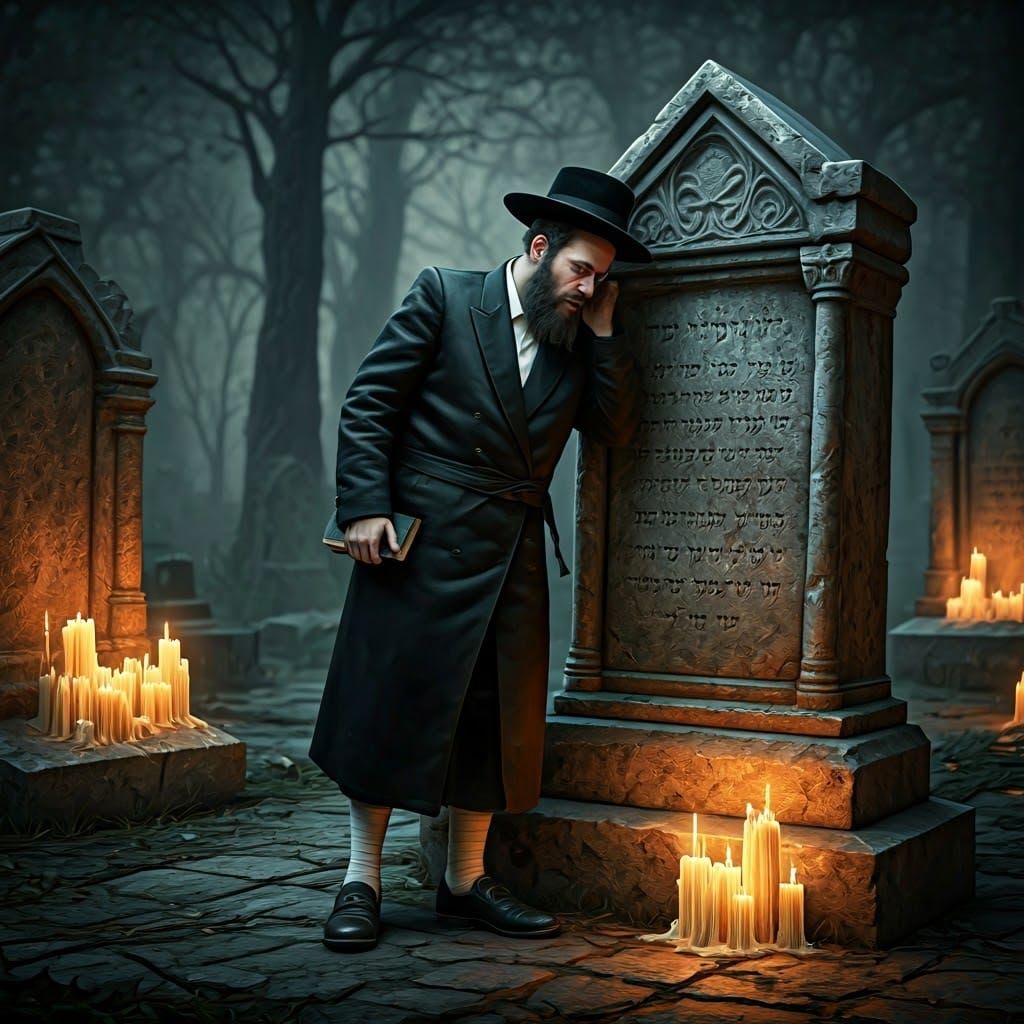 A Devout Hasidic Man in Reverent Solitude