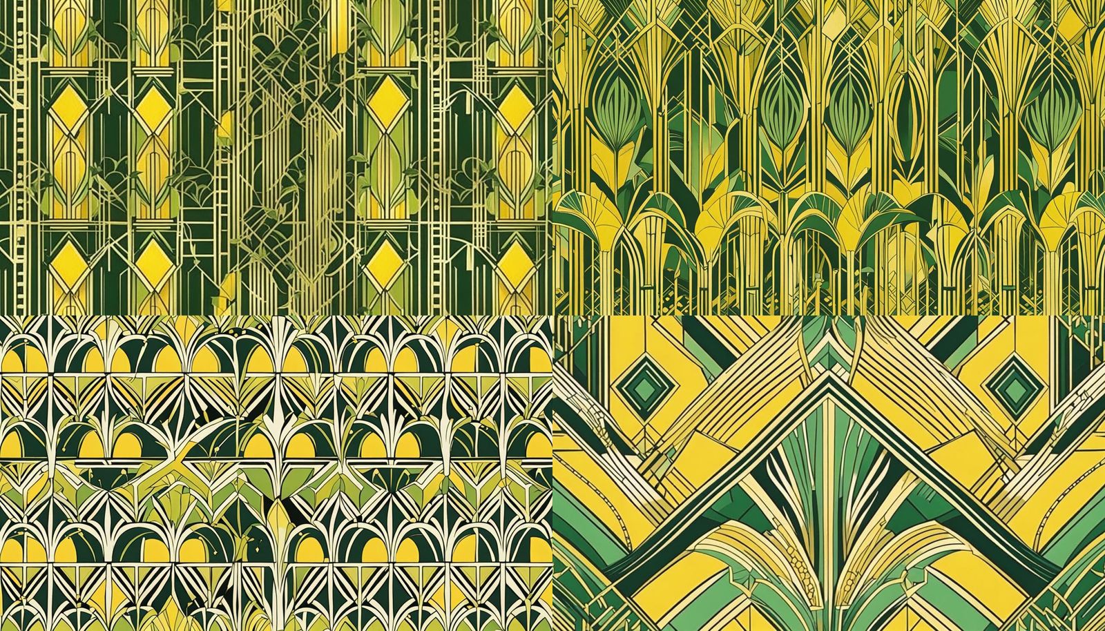 Art Deco Frame in Green and Yellow