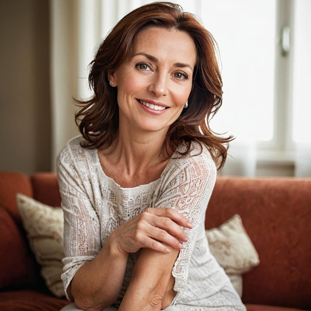 Elegant 40-Year-Old Woman Portrait in Sharp Focus