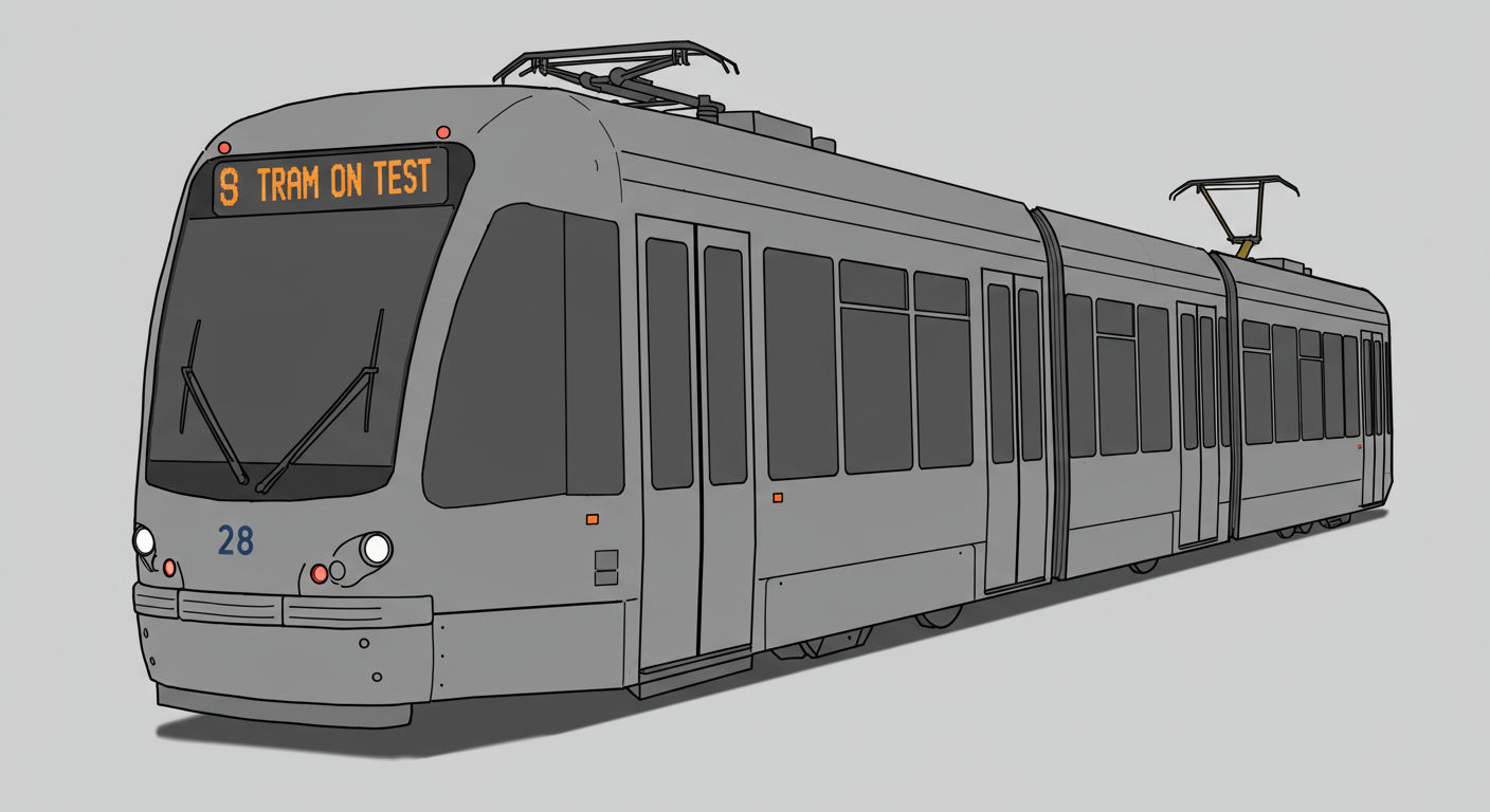 A Brand new tram undergoing testing