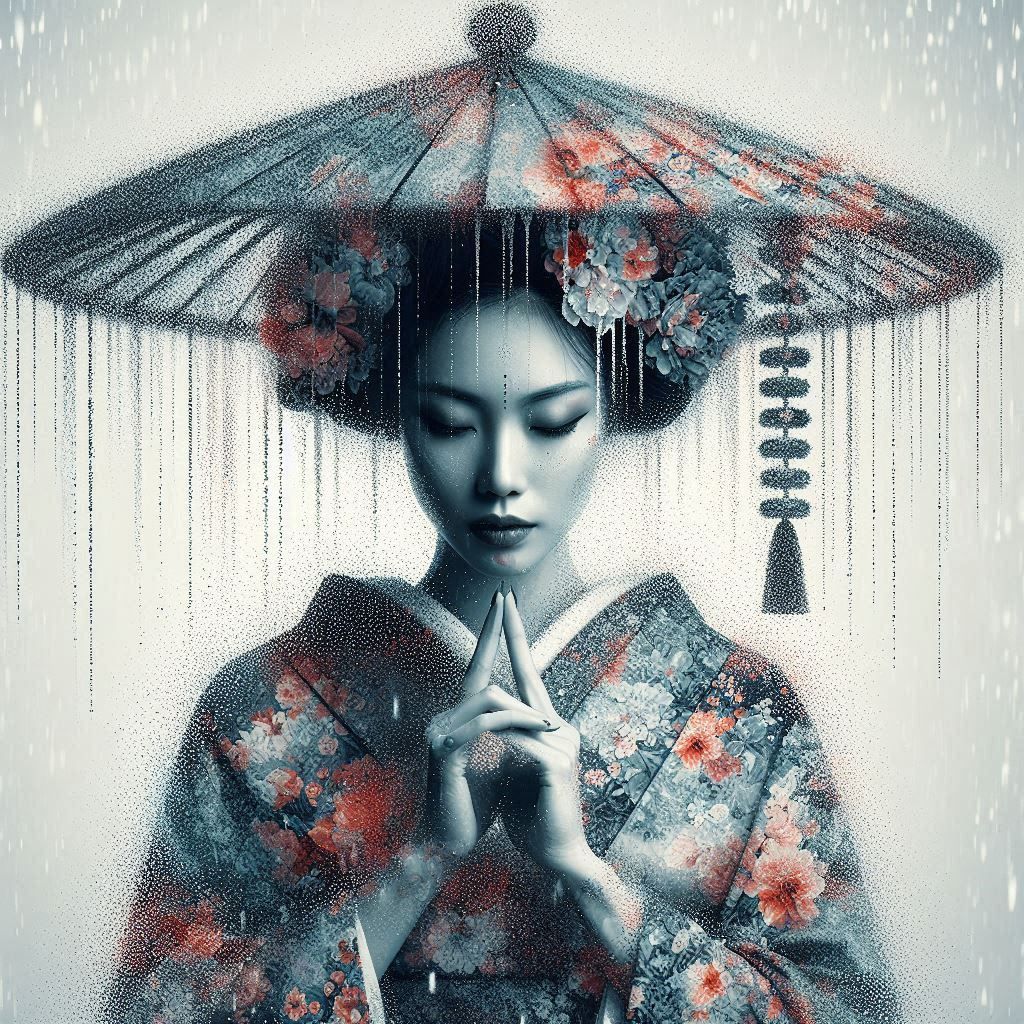 double exposure beautiful fantasy DALL-E 3 portrait landscap...