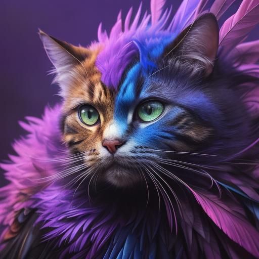 A surreal abstract painting of a cat