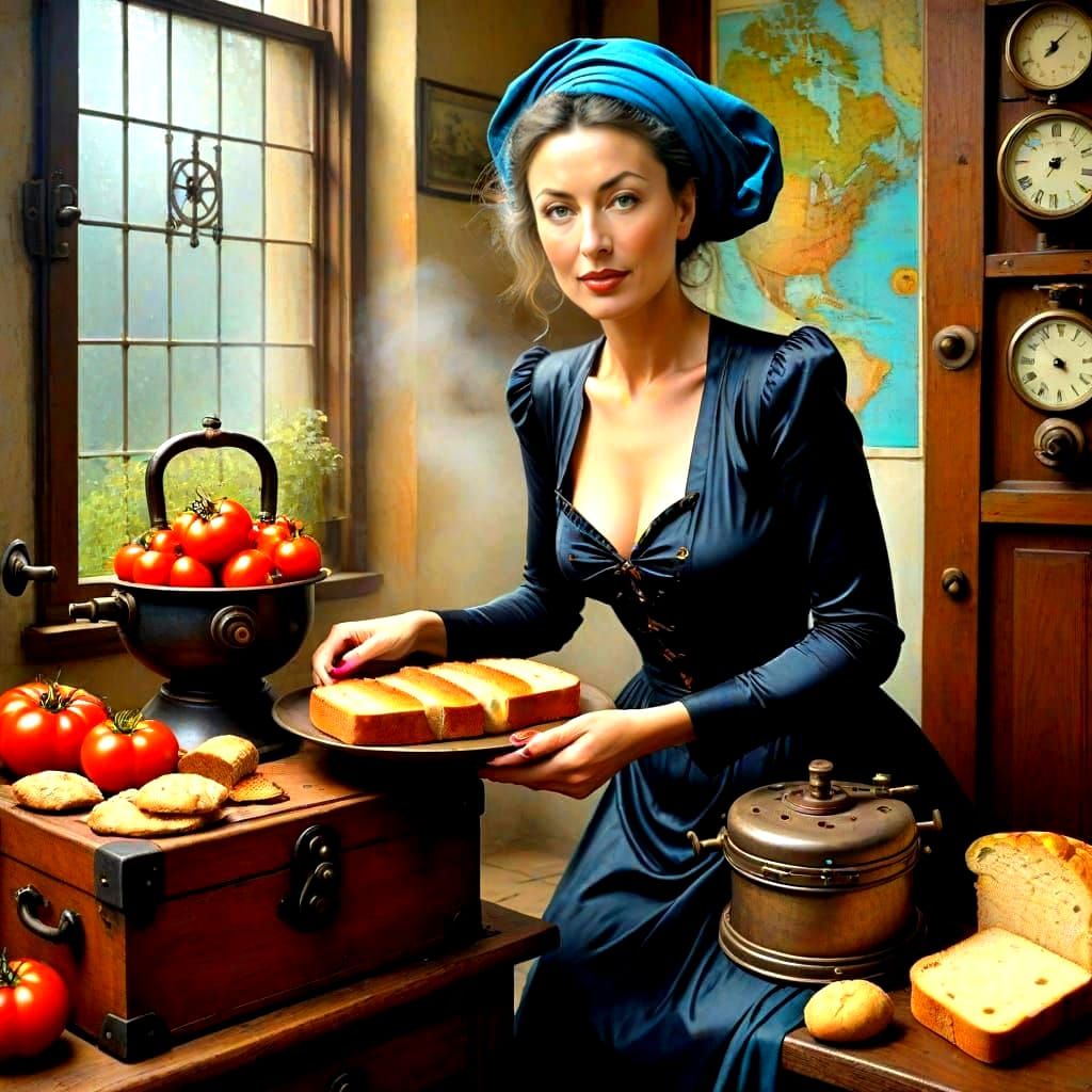 Surrealistic Lady in Vibrant Fantasy Scene