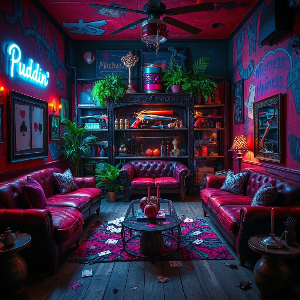 Harley’s hideout, all for her Puddin’, the Joker  by @Desitin   