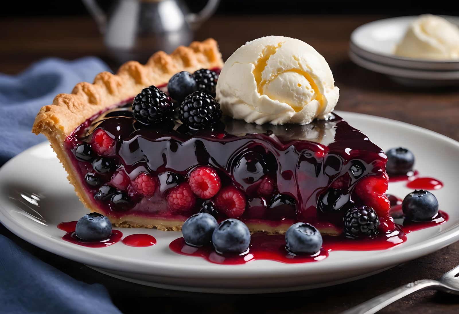 A Decadent Triple Berry Pie  by @Mister