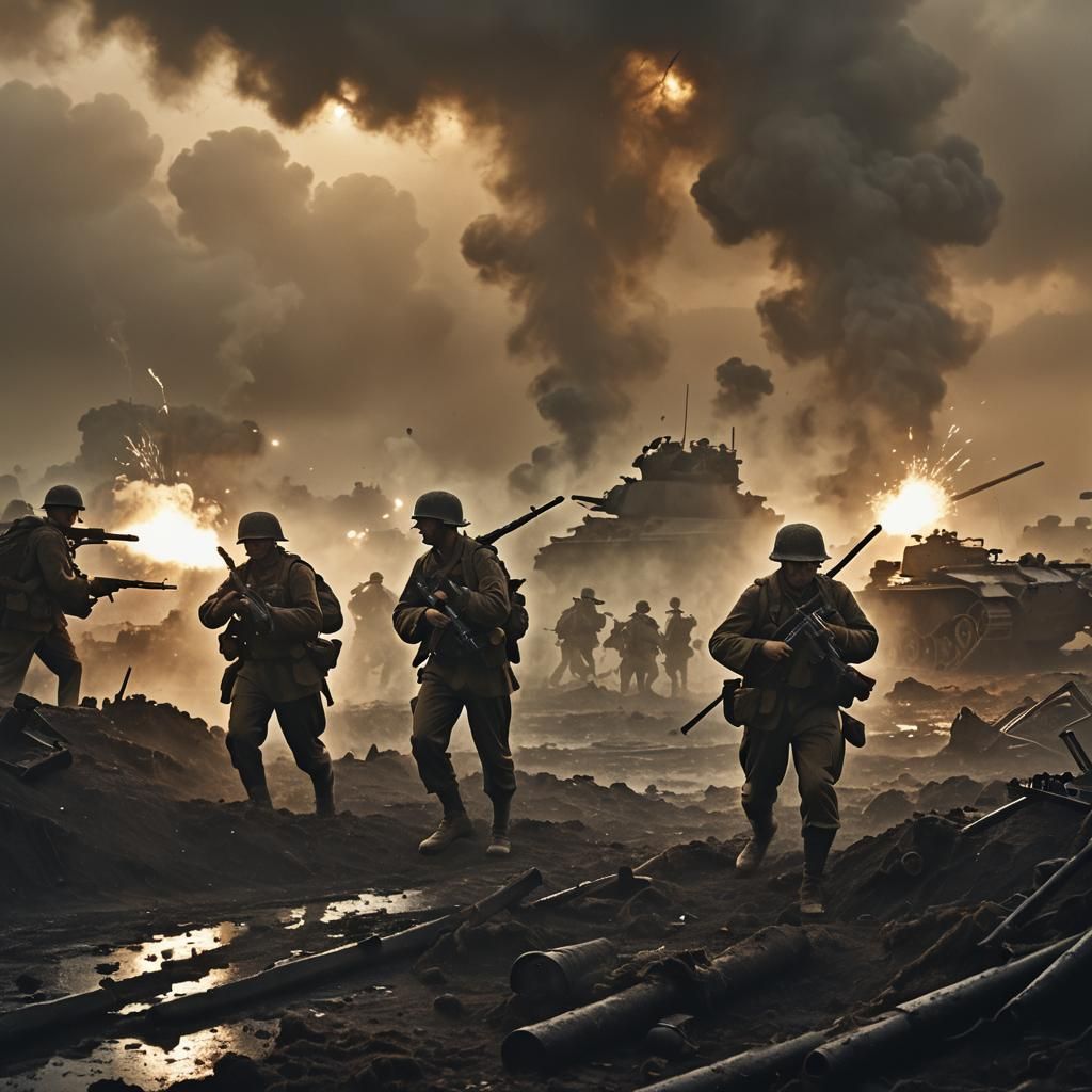 World war 2 trench battle scene - AI Generated Artwork - NightCafe Creator