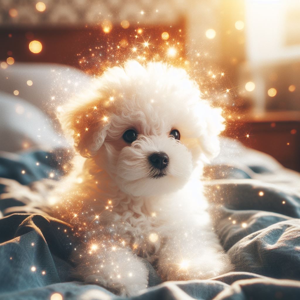 Bichon Puppy on a bed