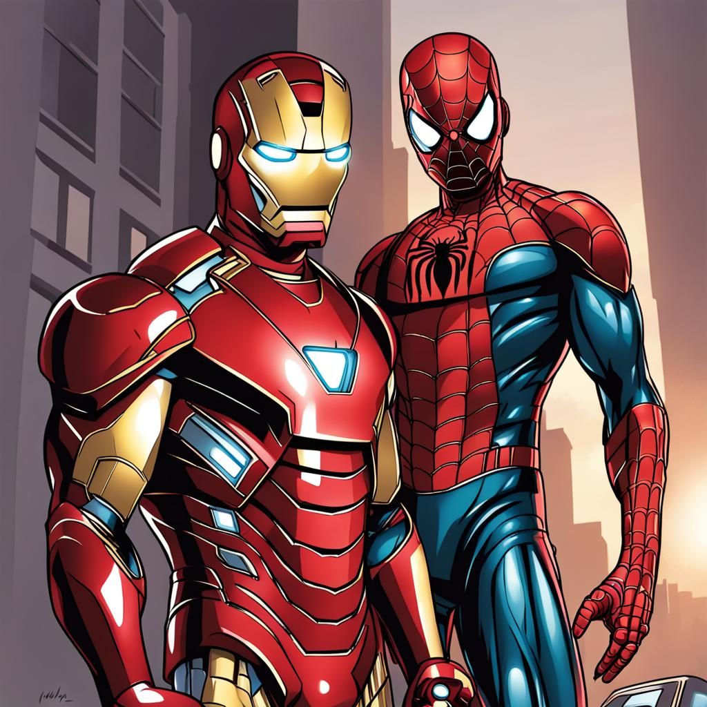Iron Man and Spiderman AI Generated Artwork NightCafe Creator