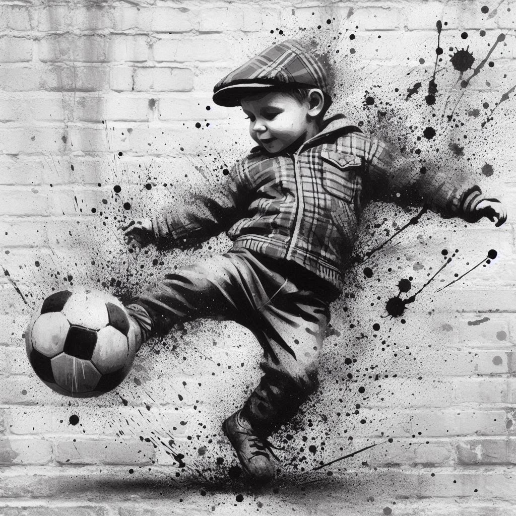 Junge spielt Fußball