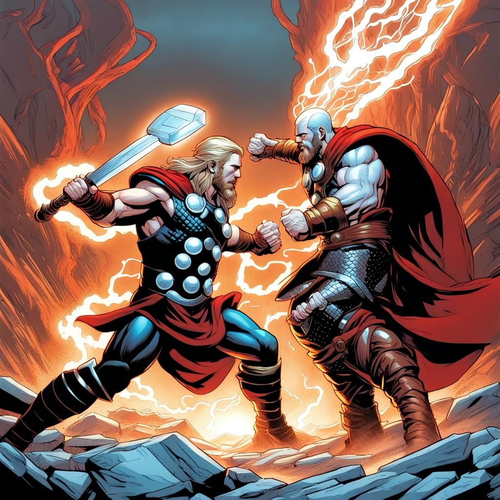 Thor vs kratos - AI Generated Artwork - NightCafe Creator