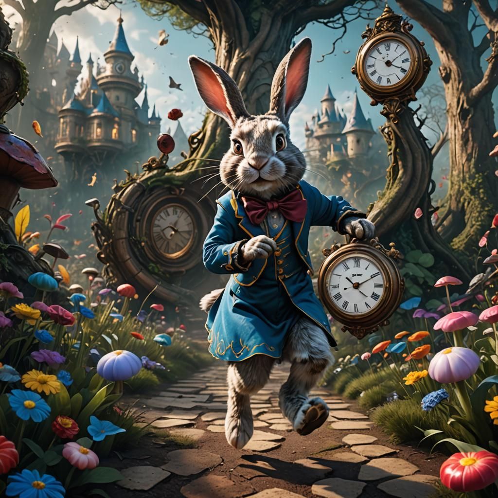 Rabbit Alice in Wonderland running out of time  by @undefined