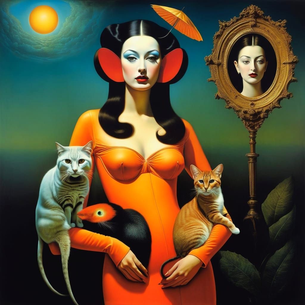 Surrealistic Ladies in Whimsical Wonderland