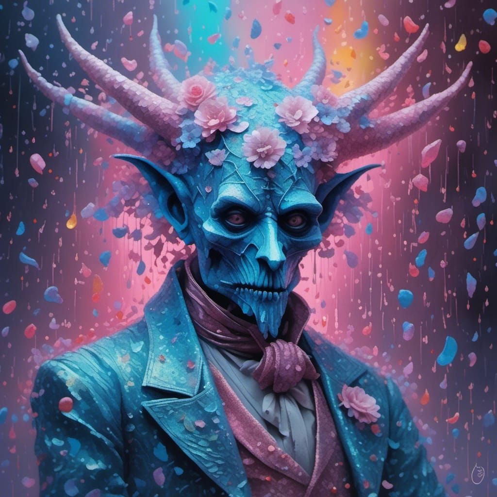 <lora:Pastels:1.0> the very bad man coming at you horror Gustave Doré Greg Rutkowski pastel holographic 