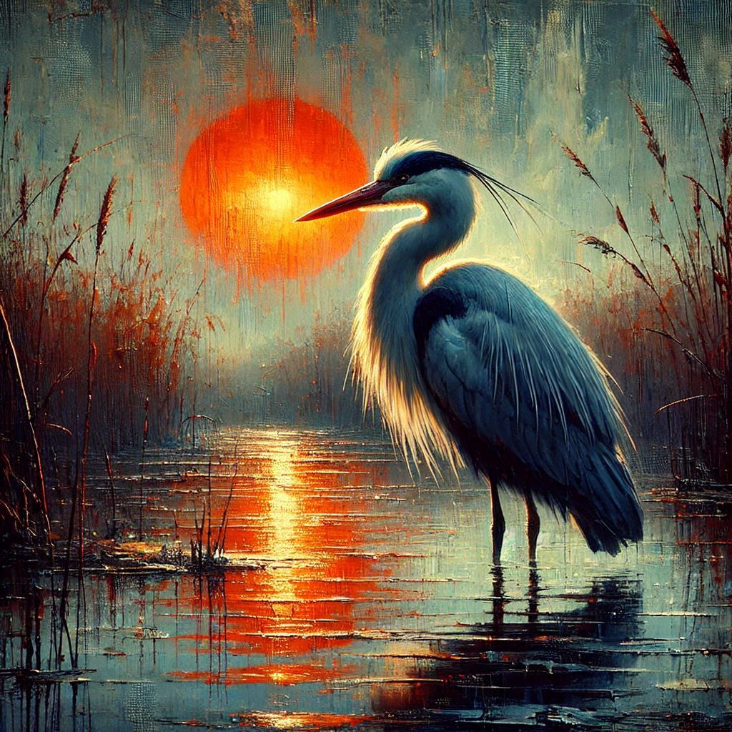 Heron at Sunset  by @LoveSpirit